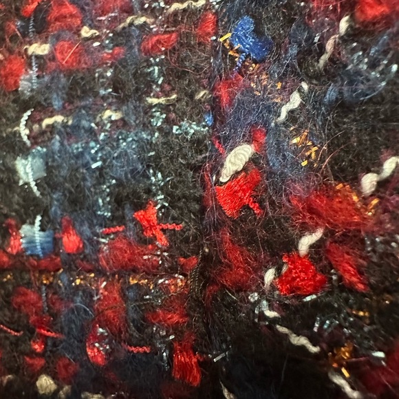 Talbots tweed red blue blazer with metallic detail gold buttons sz 10 gorgeous! - Picture 11 of 12